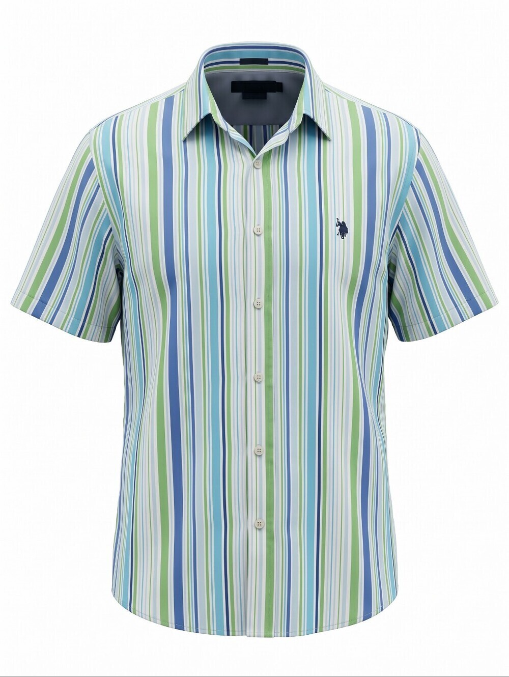 U.S. Polo Assn. Blue and Green Striped Button Down Lightweight Beach Travel
